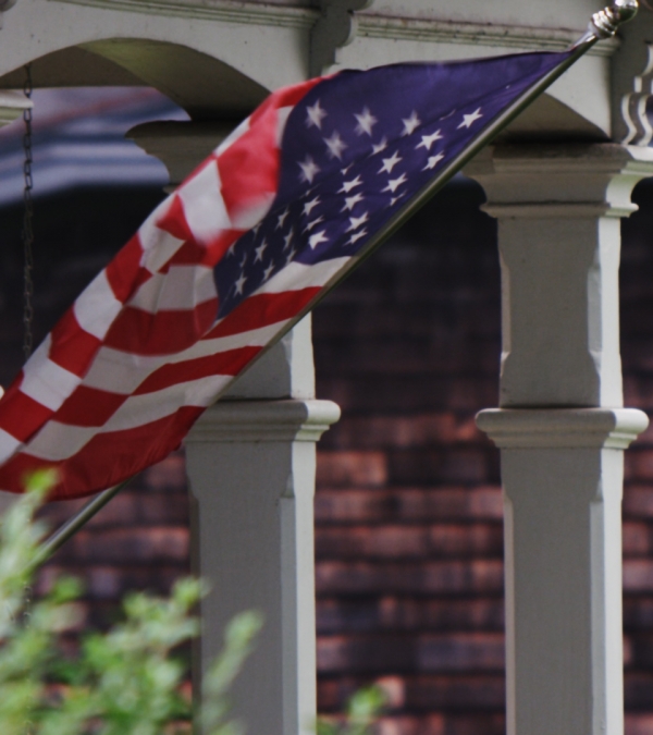 Flag Flying on a Porch